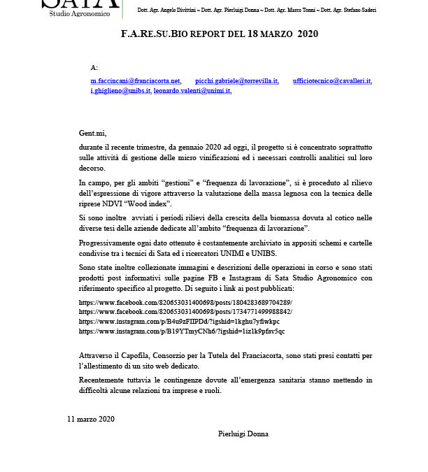 F.A.RE.SU.BIO REPORT DEL 18 MARZO 2020